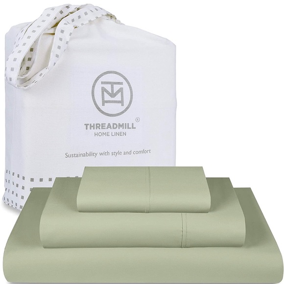 Threadmill Home Linen Bedding 300 Thread Count 100% Cotton Sheet Set, Sage color - Picture 1 of 8